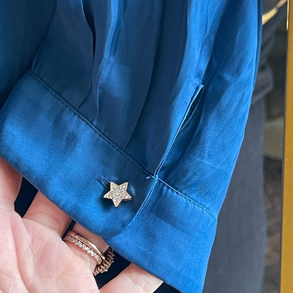 ZADIG & VOLTAIRE NWT Blue Rima Satin Midi Dress - Overseas Star Button Detail - Picture 7 of 16